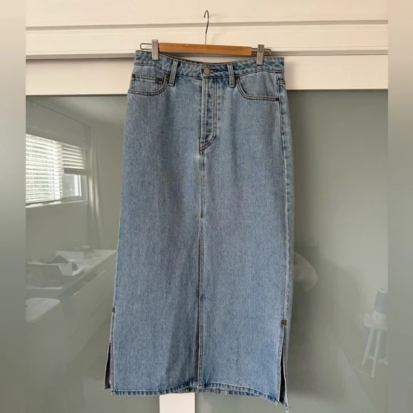 Denim Maxi Skirt / Still Here New York sz 29 - Picture 4 of 8